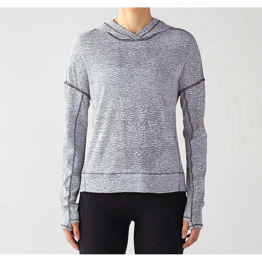 Lululemon Squad Goals Hoodie Sheer Luon Pebble Jacquard V1 White Black Size 10